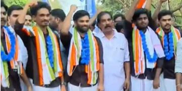 ആരോഗ്യമന്ത്രിക്കെതിരായ പ്രതിഷേധം; ജയില്‍ മോചിതരായ കെ എസ് യു പ്രവര്‍ത്തകര്‍ക്ക് സ്വീകരണം