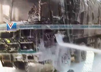 ലോറിക്ക് തീപിടിച്ചു; ഭാഗ്യത്തിന് ആളപായം ഒഴിവായി