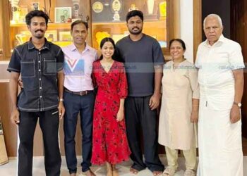 സഞ്ജു സാംസണ്‍ സുഹൃത്തിനെ കാണാന്‍ കൊയിലാണ്ടിയിലെത്തി
