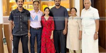 സഞ്ജു സാംസണ്‍ സുഹൃത്തിനെ കാണാന്‍ കൊയിലാണ്ടിയിലെത്തി